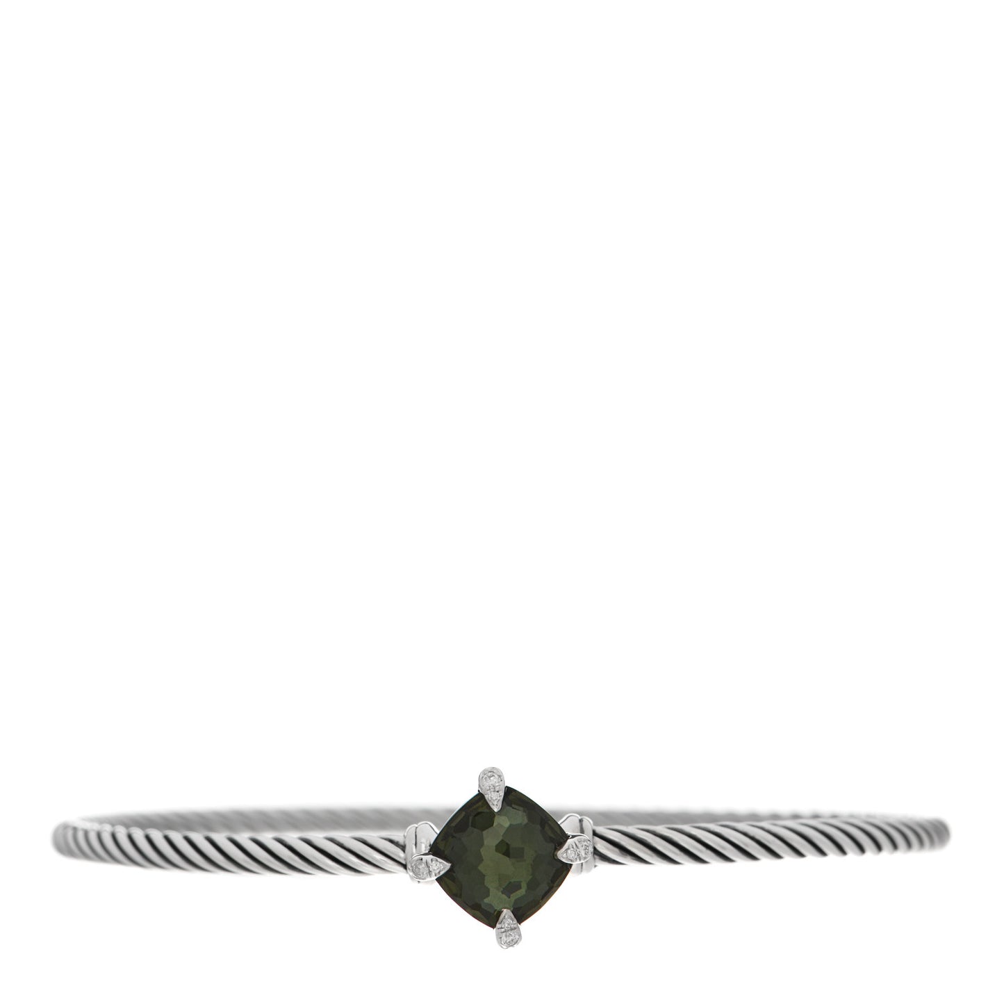 Sterling Silver Diamond Green Orchid 9mm Chatelaine Bracelet