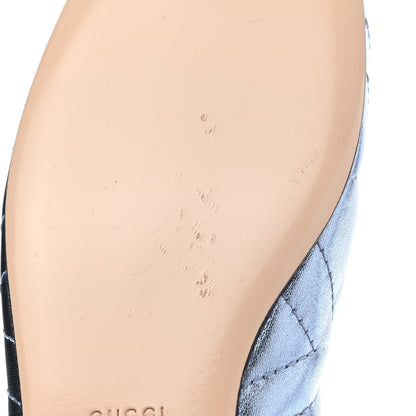 Gucci Metallic Nappa Trapuntata Tiger Head Ballerina Flats 37.5 Cielo 9 of 10