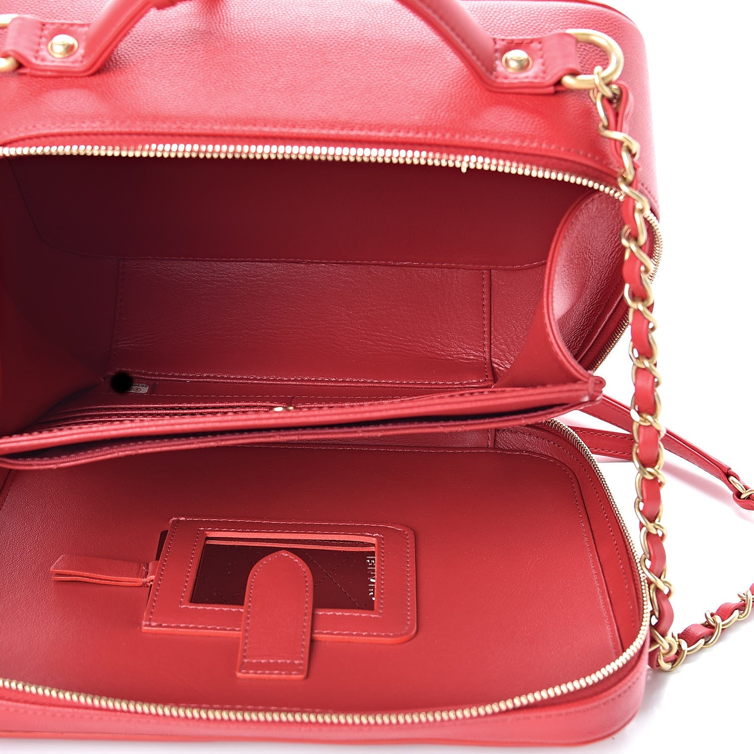 Chanel Caviar Quilted Large CC Filigree Vanity Case Red 5 of 11