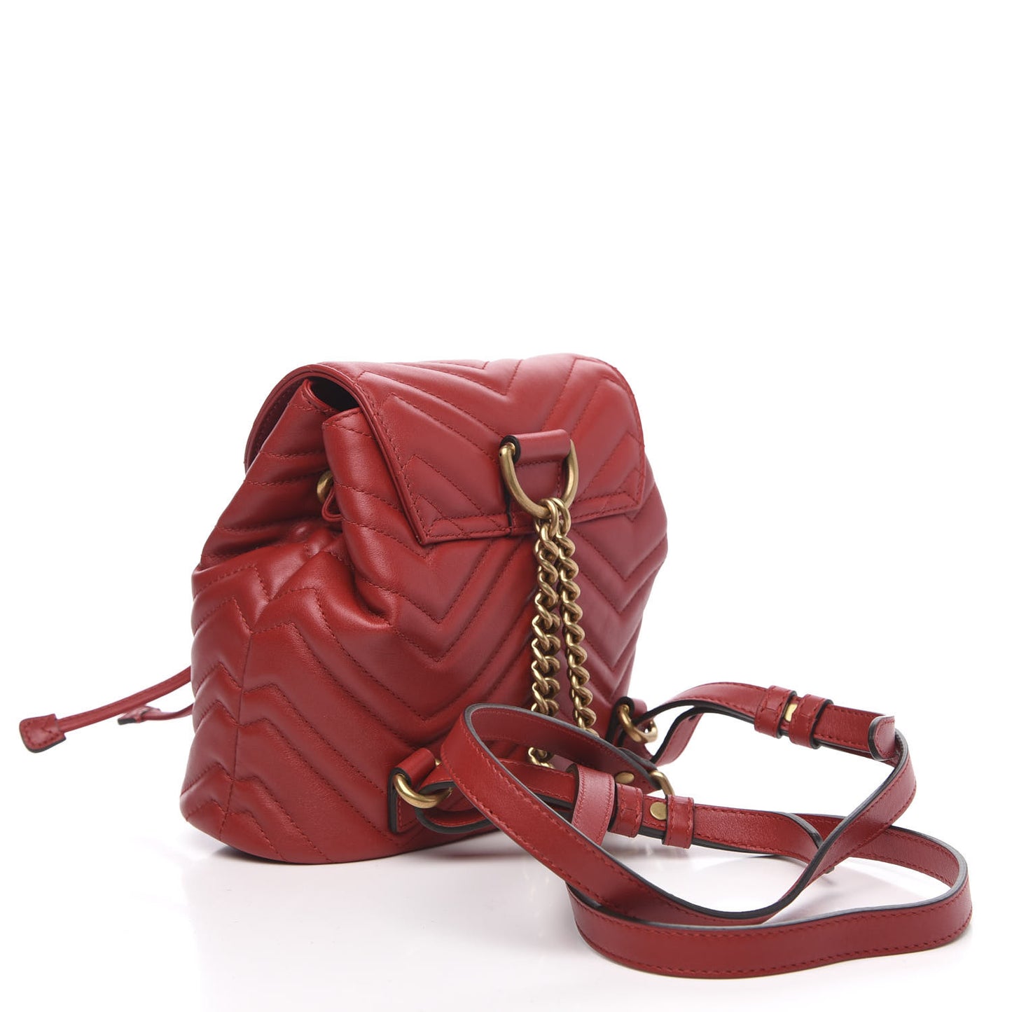 Calfskin Matelasse GG Marmont Flap Backpack Hibiscus Red