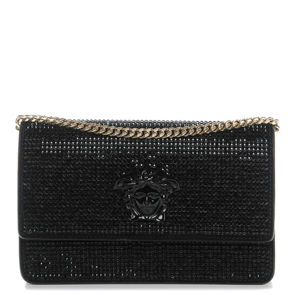 Versace Calfskin Palazzo Crystal Chain Evening Bag Black 1 of 6