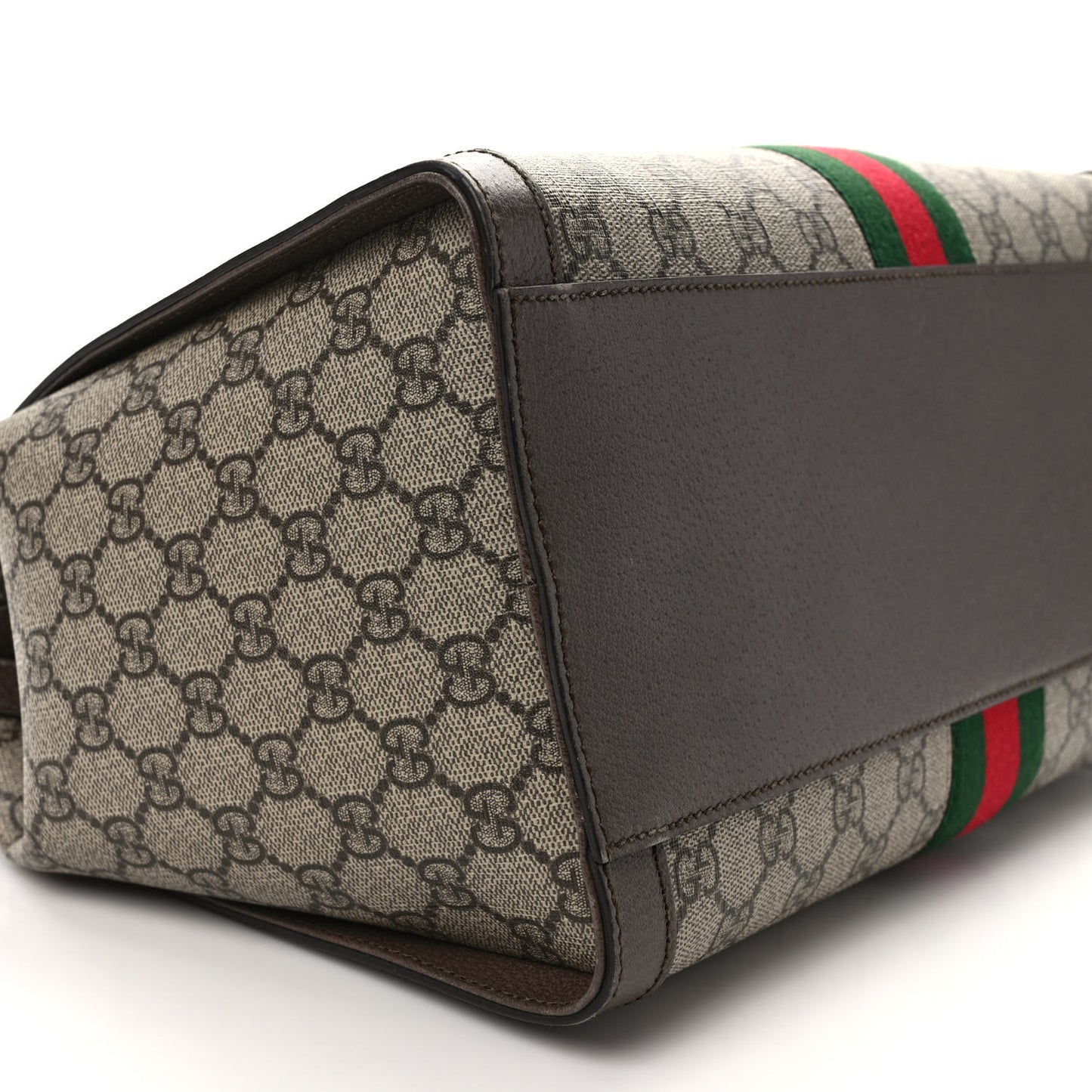 GG Supreme Monogram Web Medium Ophidia Tote Bag Brown