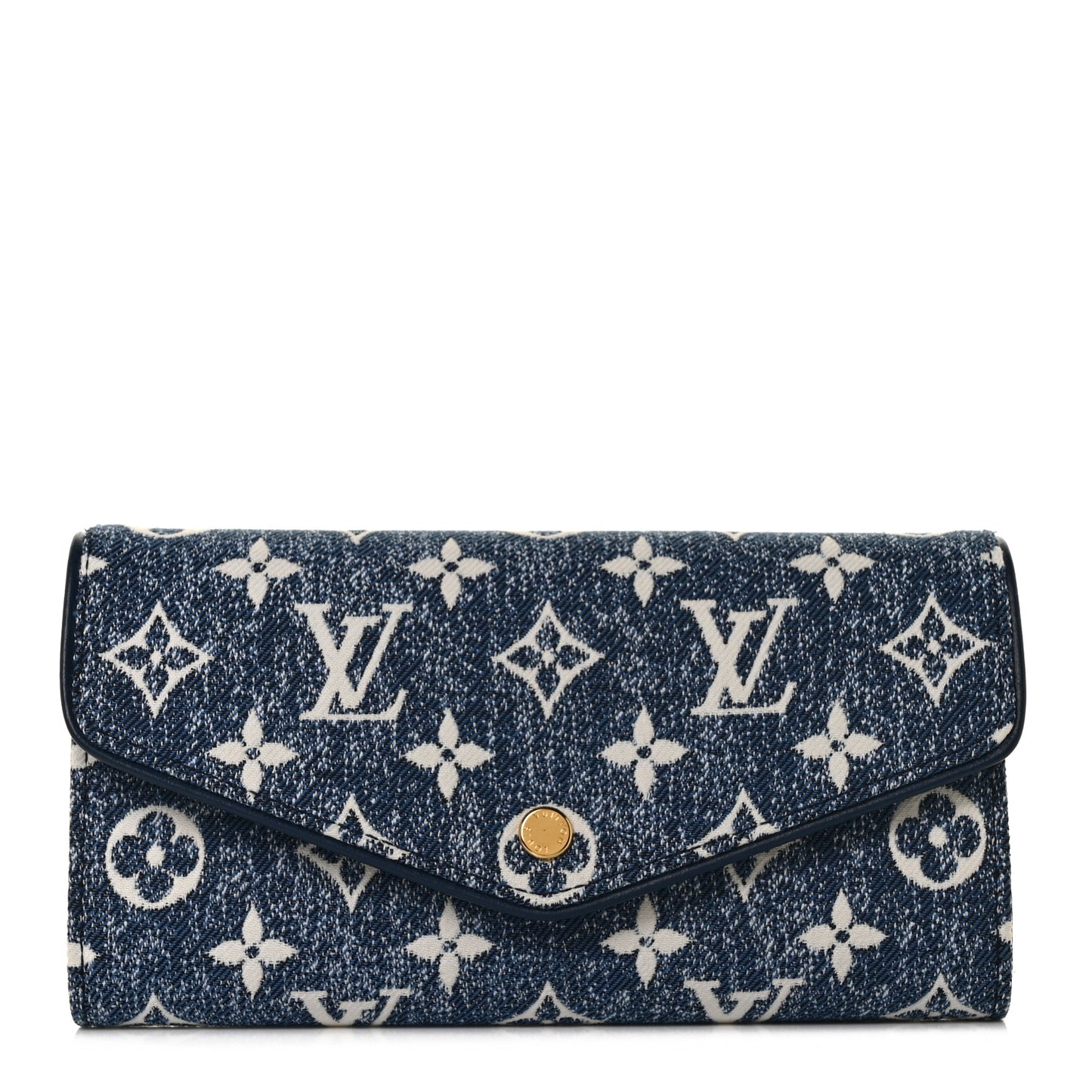 Monogram Jacquard Denim Sarah Wallet Bleu