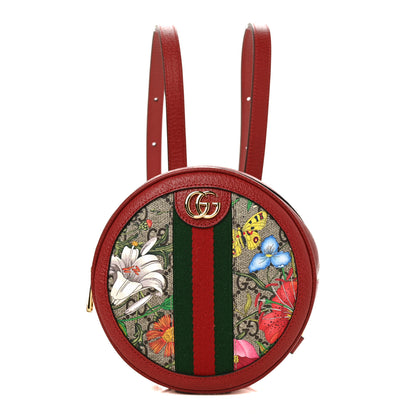 Gucci GG Supreme Monogram Web Flora Mini Ophidia Round Backpack Red 1 of 8