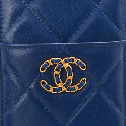 Chanel Shiny Goatskin Quilted Chanel 19 Flat Wallet Pouch Blue 8 of 8