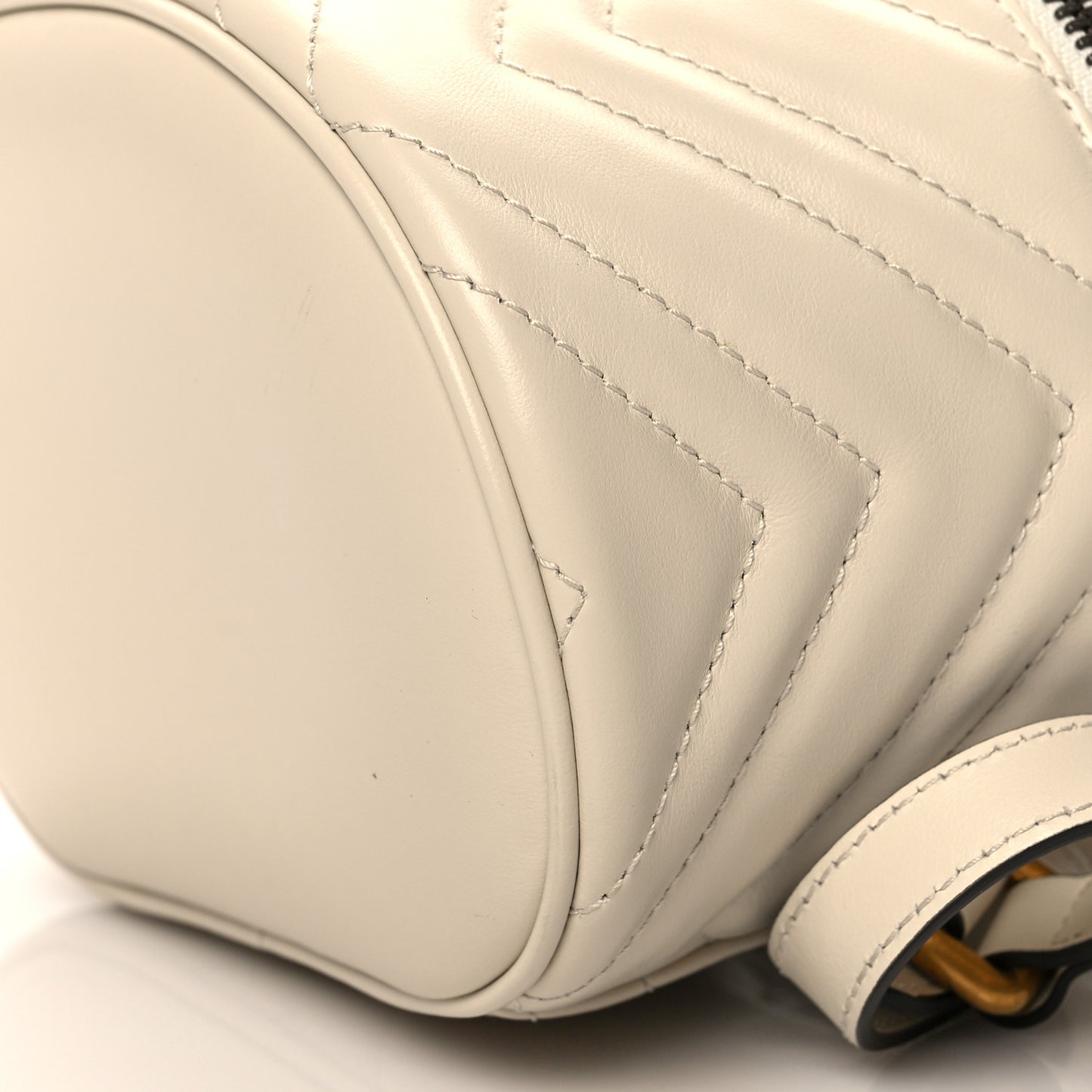 Calfskin Matelasse Mini GG Marmont Round Backpack White