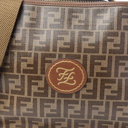 Fendi Glazed Fabric FF 1974 Karligraphy Small Travel Bag Mogano Panna 9 of 9