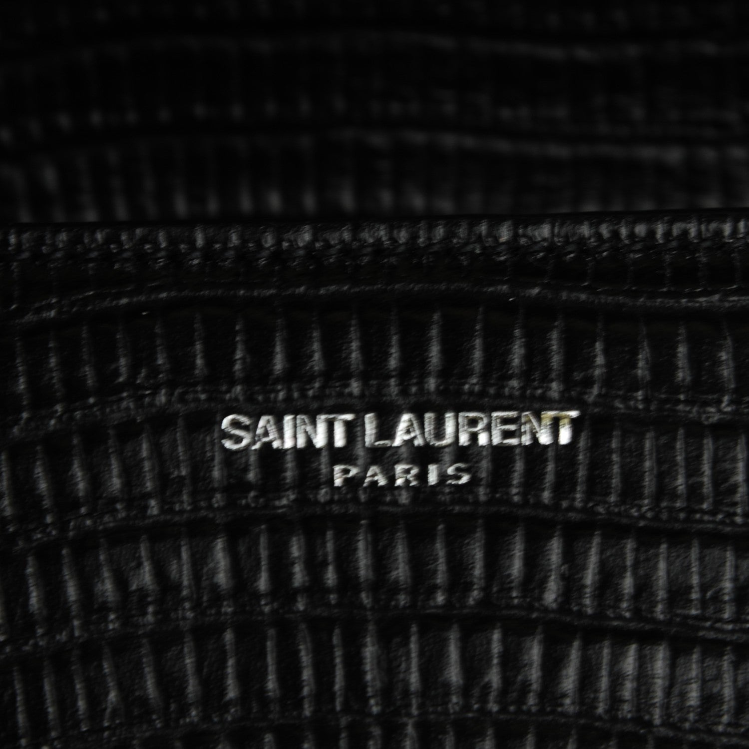 Saint Laurent Lizard Calfskin Embossed Small Classic Monogram Universite Bag Black 6 of 8