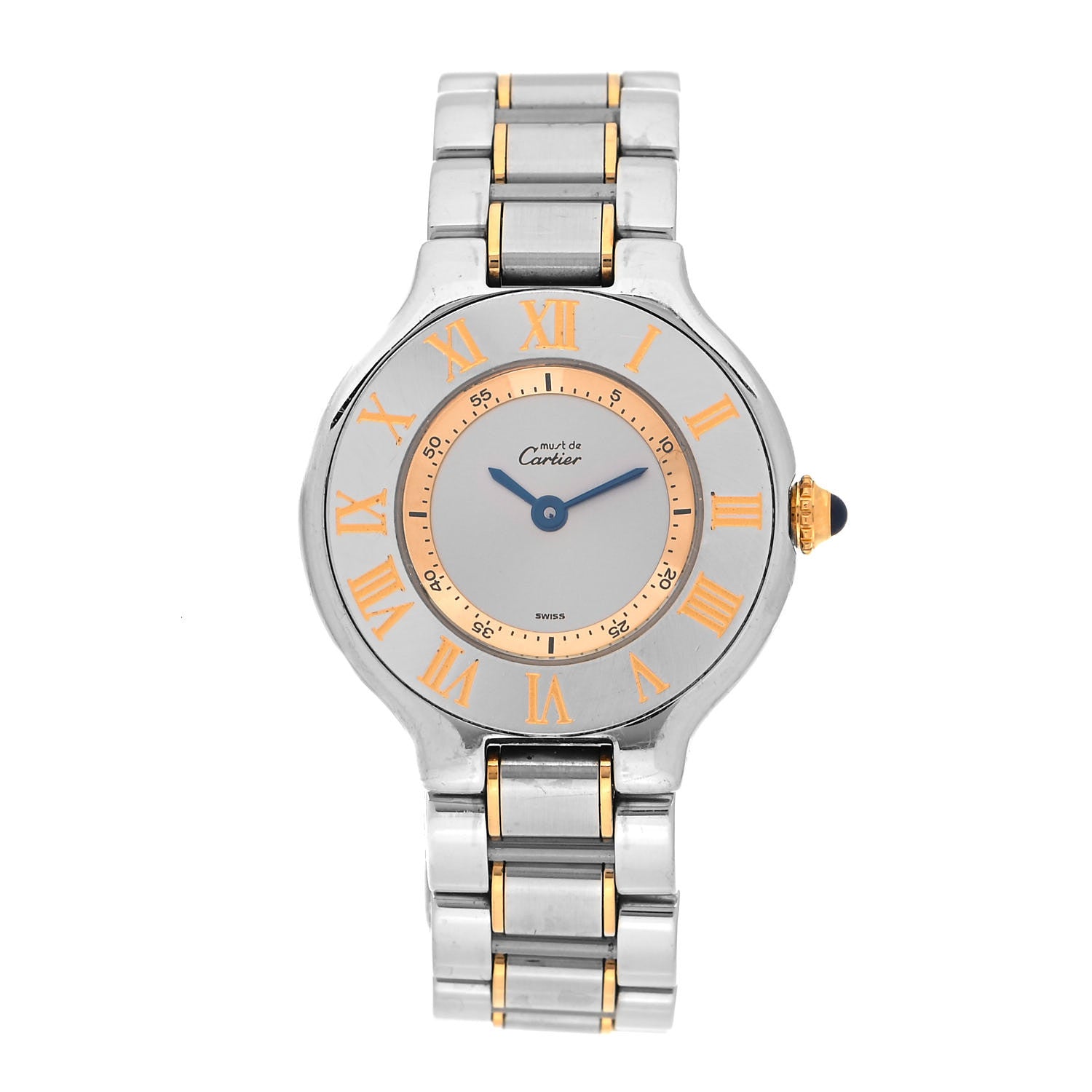 Cartier Stainless Steel 18K Yellow Gold 28mm Must De 21 Quartz Watch 1 of 4