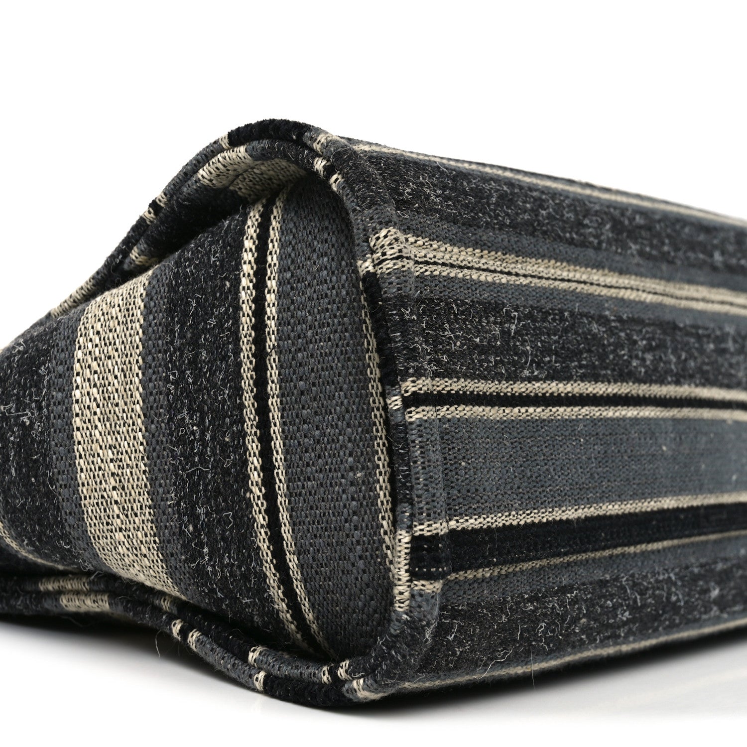 Chanel Striped Canvas Small Deauville Tote Dark Grey 9 of 11