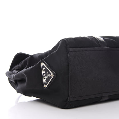 Prada Tessuto Nylon Vitello Foldover Pushlock Satchel Black 6 of 9
