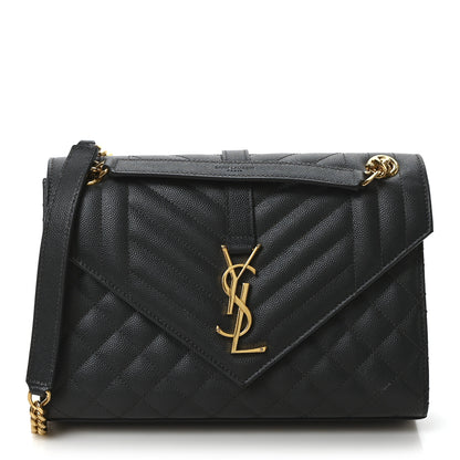 Saint Laurent Grain De Poudre Textured Mixed Matelasse Triquilt Medium Monogram Satchel Dark Smog 1 of 11