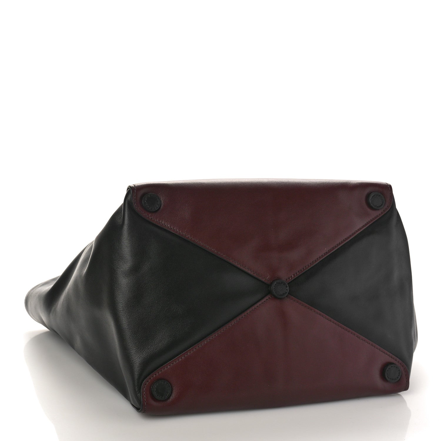 Prada Soft Calf Shopping Tote Black Burgundy 4 of 8