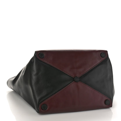 Prada Soft Calf Shopping Tote Black Burgundy 4 of 8