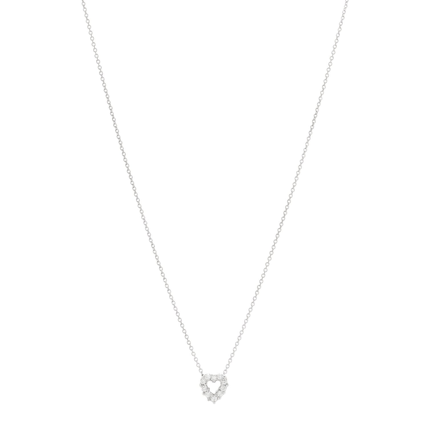 Roberto Coin 18K White Gold Diamond Tiny Treasures Heart Pendant Necklace 1 of 6