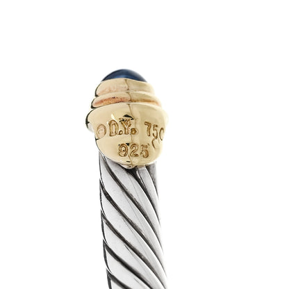 David Yurman Sterling Silver 18K Yellow Gold Blue Sapphire 4mm Cable Classics Bracelet 3 of 3