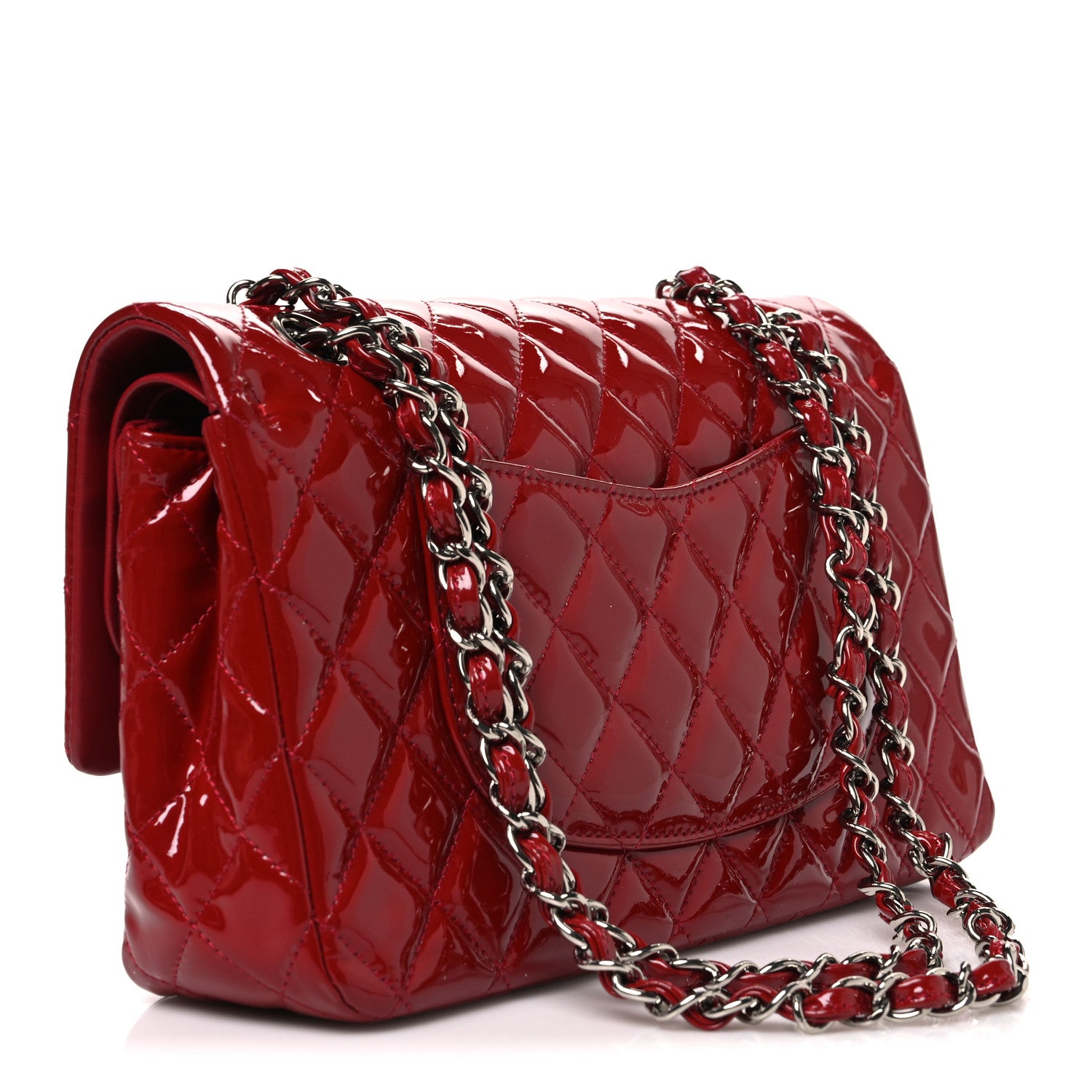 Chanel Patent Calfskin Quilted Medium Double Flap Red 2 of 9