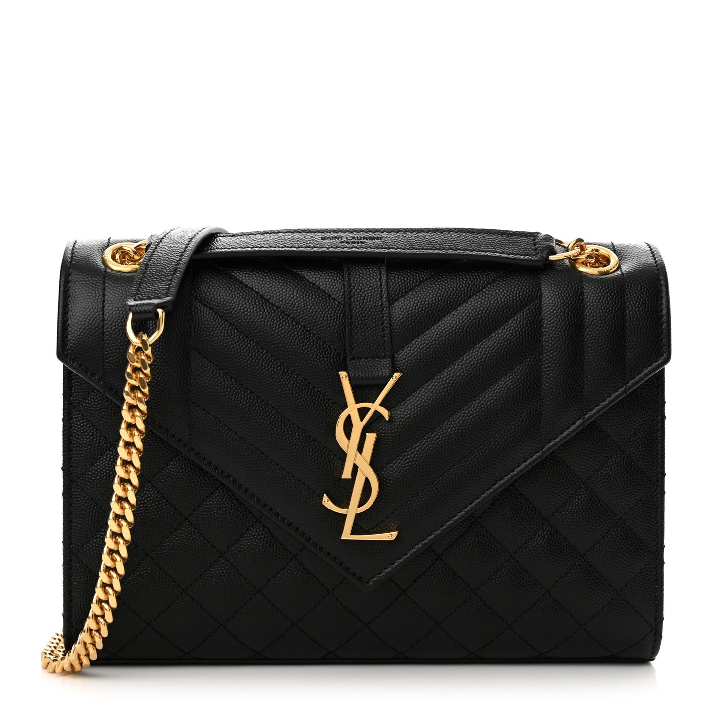 Grain De Poudre Textured Mixed Matelasse Triquilt Medium Monogram Satchel Black