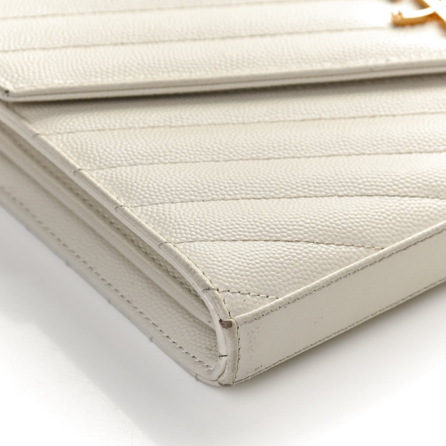 Saint Laurent Grain De Poudre Matelasse Chevron Monogram Chain Wallet Porcellana 11 of 11
