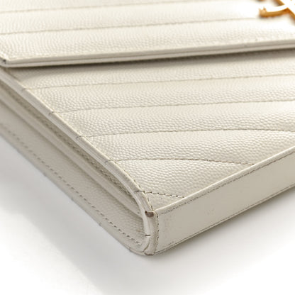 Saint Laurent Grain De Poudre Matelasse Chevron Monogram Chain Wallet Porcellana 11 of 11