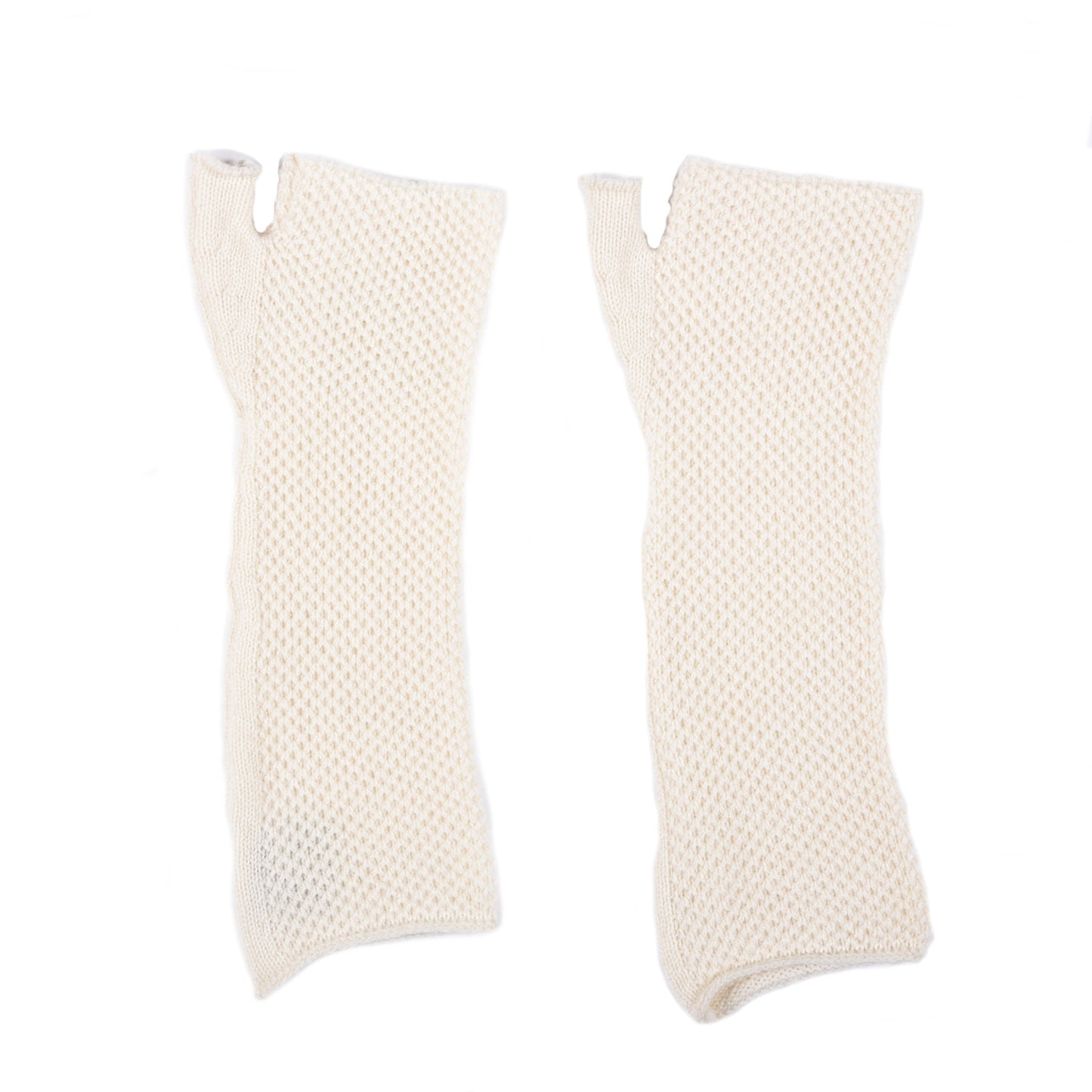 Cashmere Wool CC Fingerless Gloves Ivory