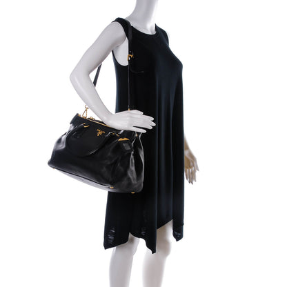 Prada Cervo Double Zip Satchel Nero Black 2 of 7