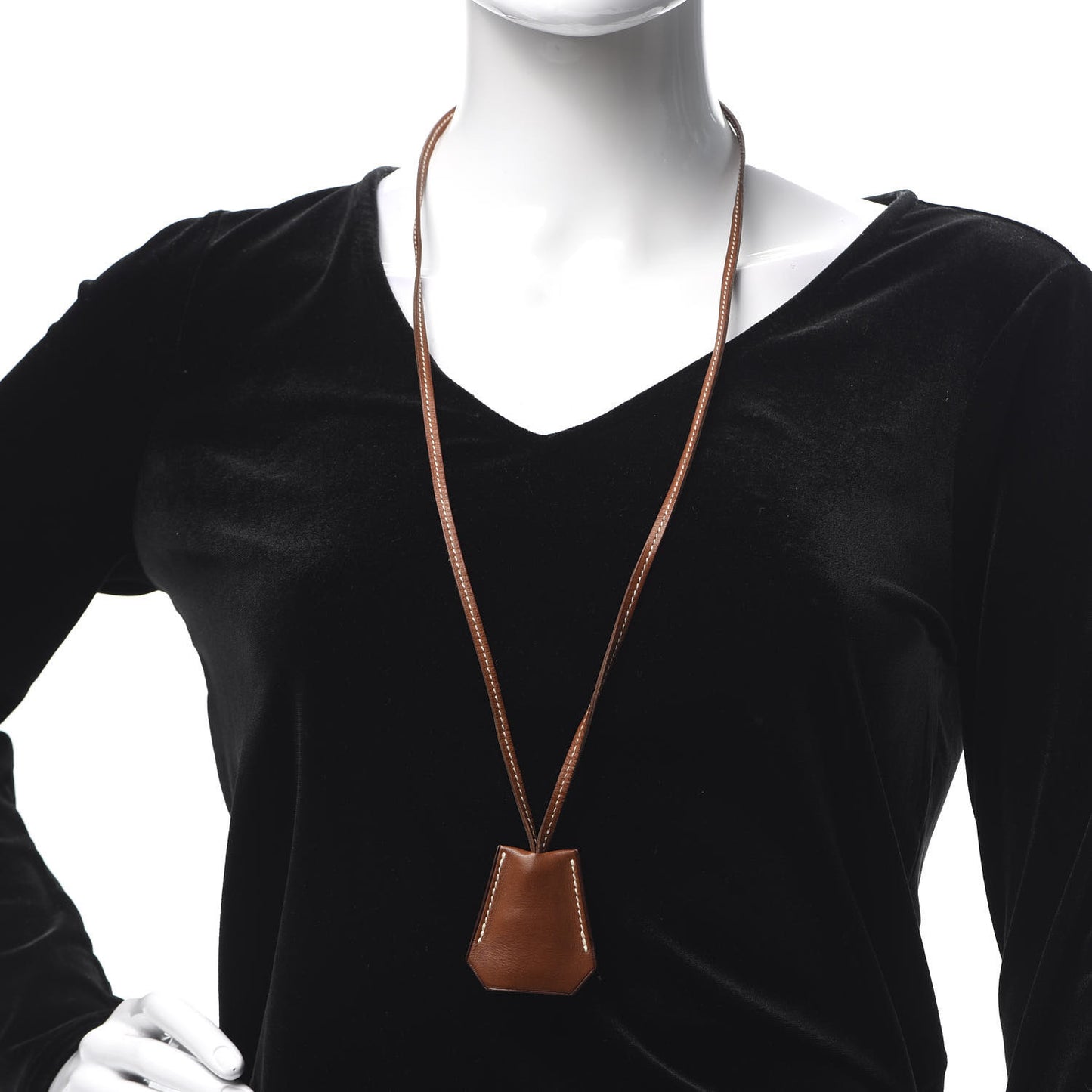Stainless Steel Barenia Kelly Clochette Necklace Watch Fauve