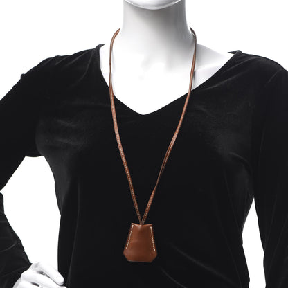 Hermes Stainless Steel Barenia Kelly Clochette Necklace Watch Fauve 2 of 4