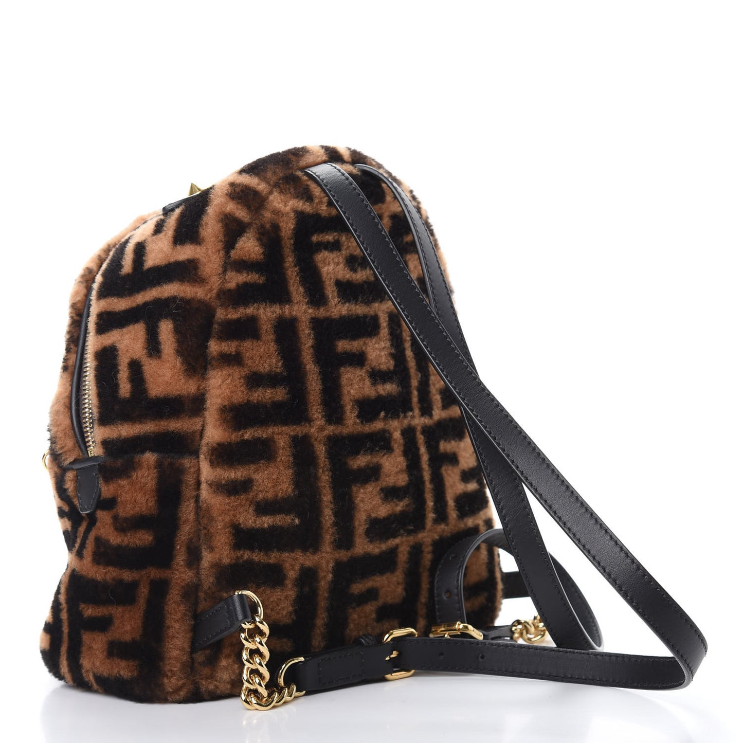 Shearling Macro FF 1974 Mini Backpack Tobacco Black
