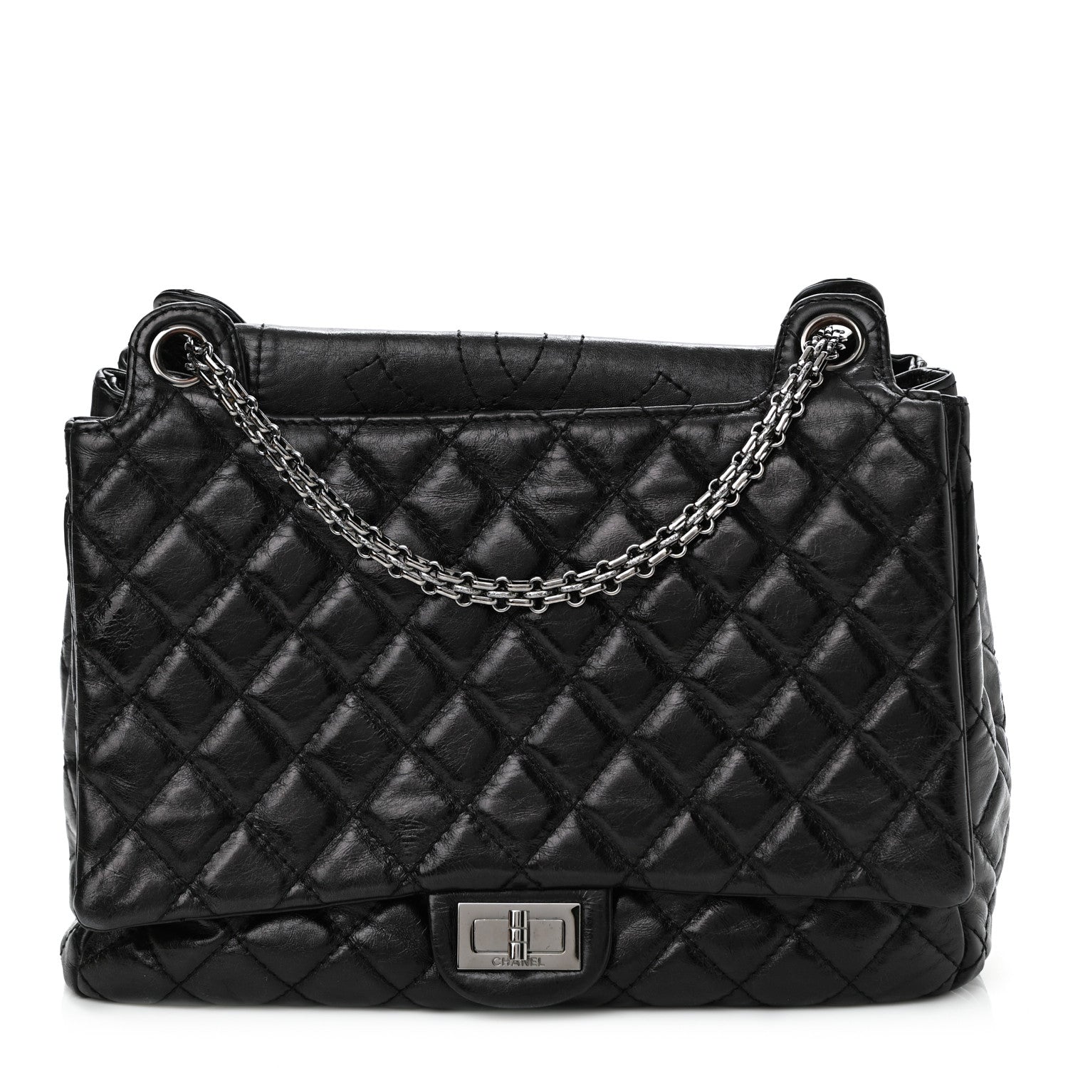 Chanel Metallic Aged Calfskin Quilted Reissue 2.55 Accordion Flap Black 1 of 11
