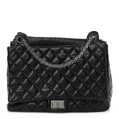 Chanel Metallic Aged Calfskin Quilted Reissue 2.55 Accordion Flap Black 1 of 11