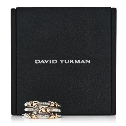 David Yurman Sterling Silver 18K Yellow Gold Diamond Petite Helena Wrap Three Row Ring 57 8 5 of 5