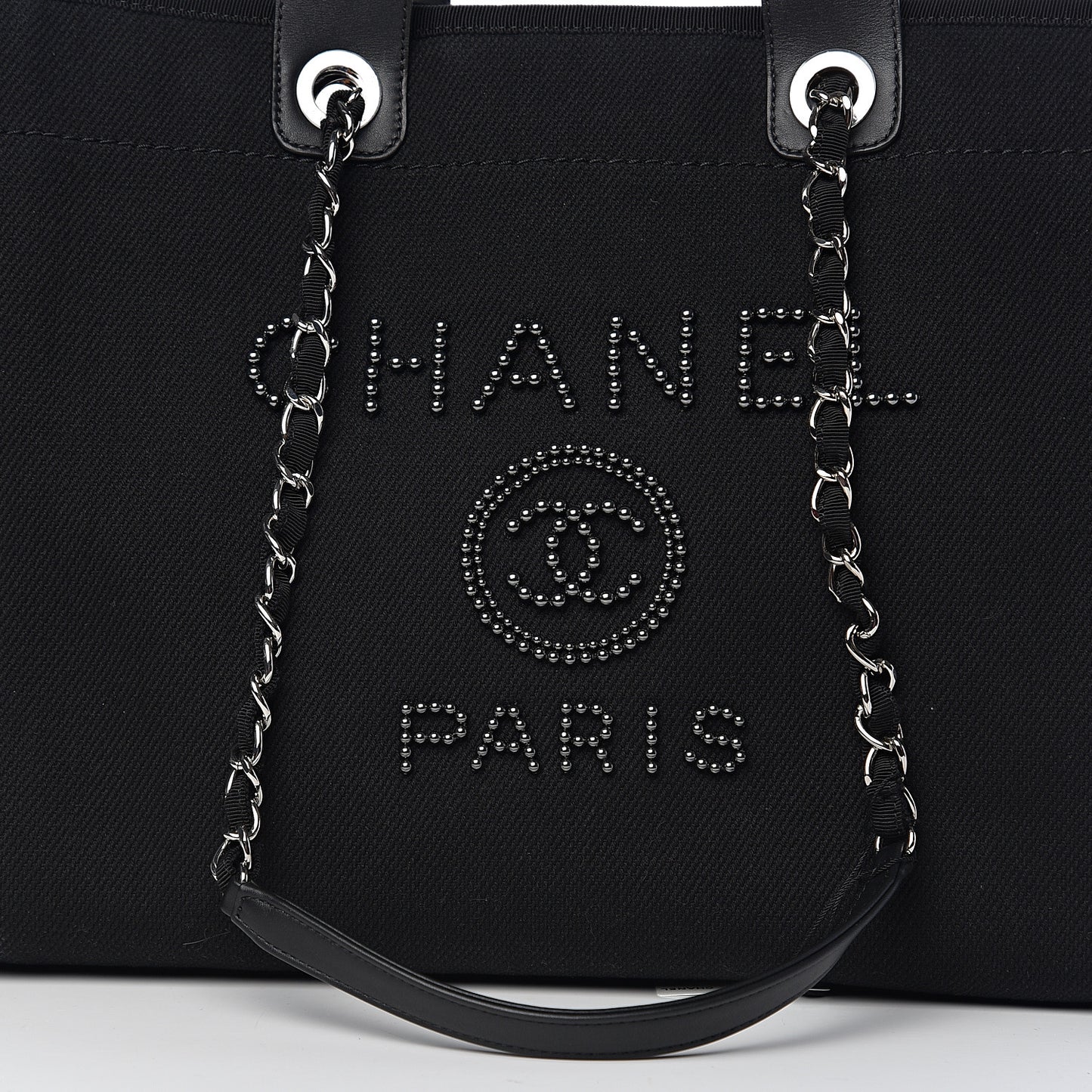 Canvas Pearl Medium Deauville Tote Black