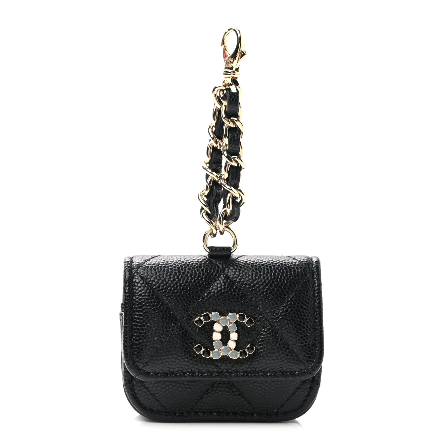 Caviar Quilted Crystal CC Airpods Pro Case Black