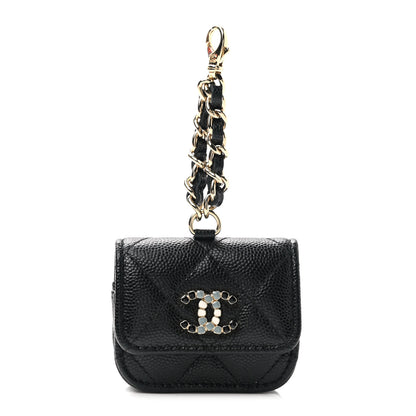 Chanel Caviar Quilted Crystal CC Airpods Pro Case Black 1 of 5