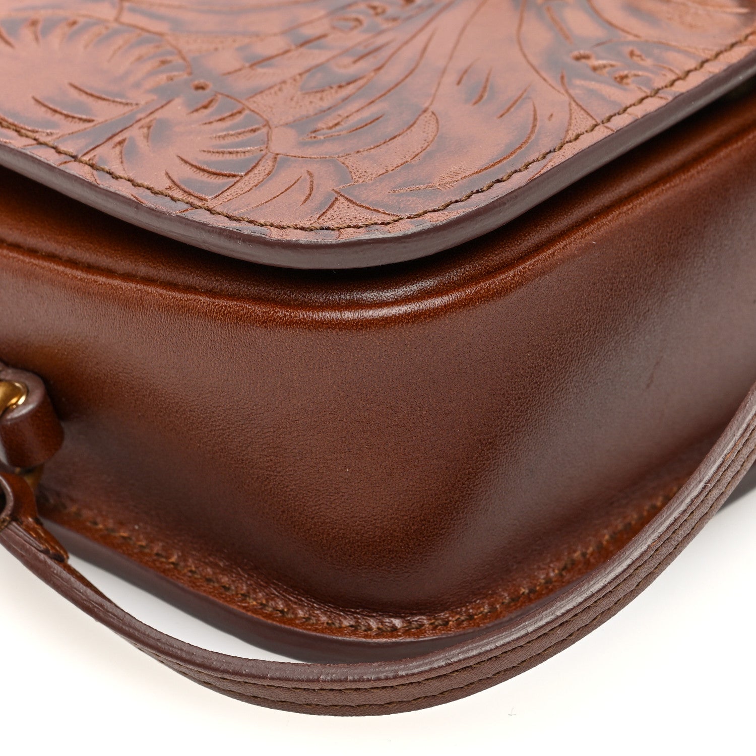 Saint Laurent Calfskin Floral Tooling Embossed Toy Charlotte Messenger Bag Toasted Brown 8 of 9