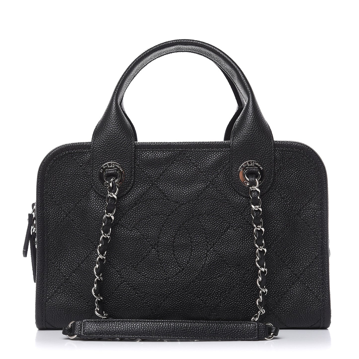 Caviar Quilted Small Deauville Bowling Bag Black