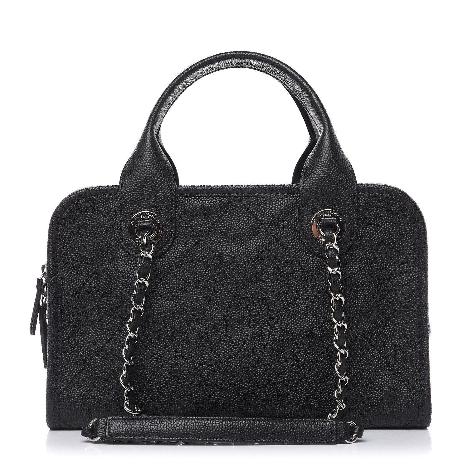 Chanel Caviar Quilted Small Deauville Bowling Bag Black 1 of 9