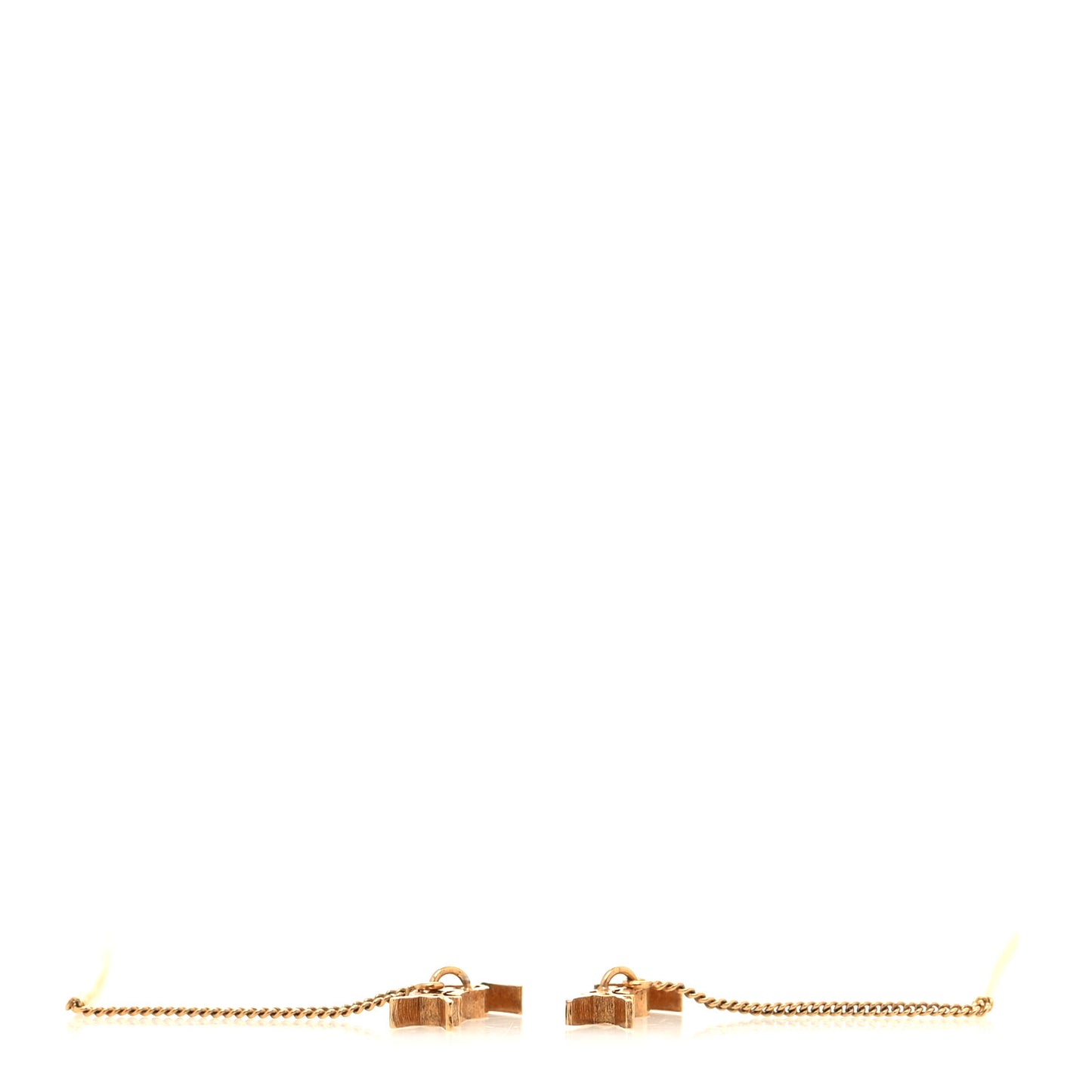 Metal Monogram Pendant Threader Earrings Gold