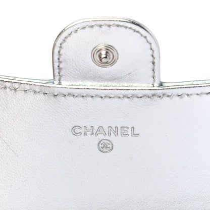 Chanel Gradient Metallic Calfskin Quilted Large Gusset Flap Wallet Silver Blue Yellow Purple 6 of 8