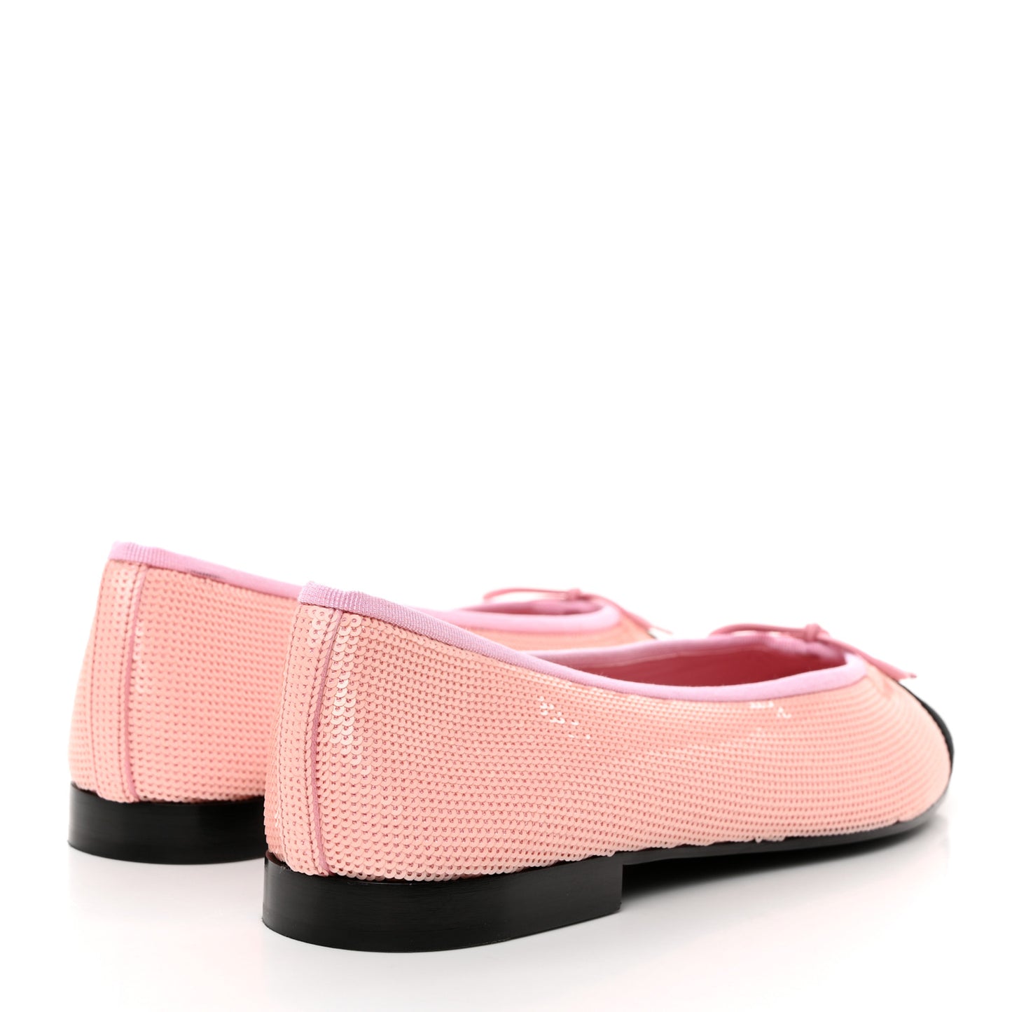 Sequin Grosgrain Cap Toe Ballerina Flats 41 Pink Black