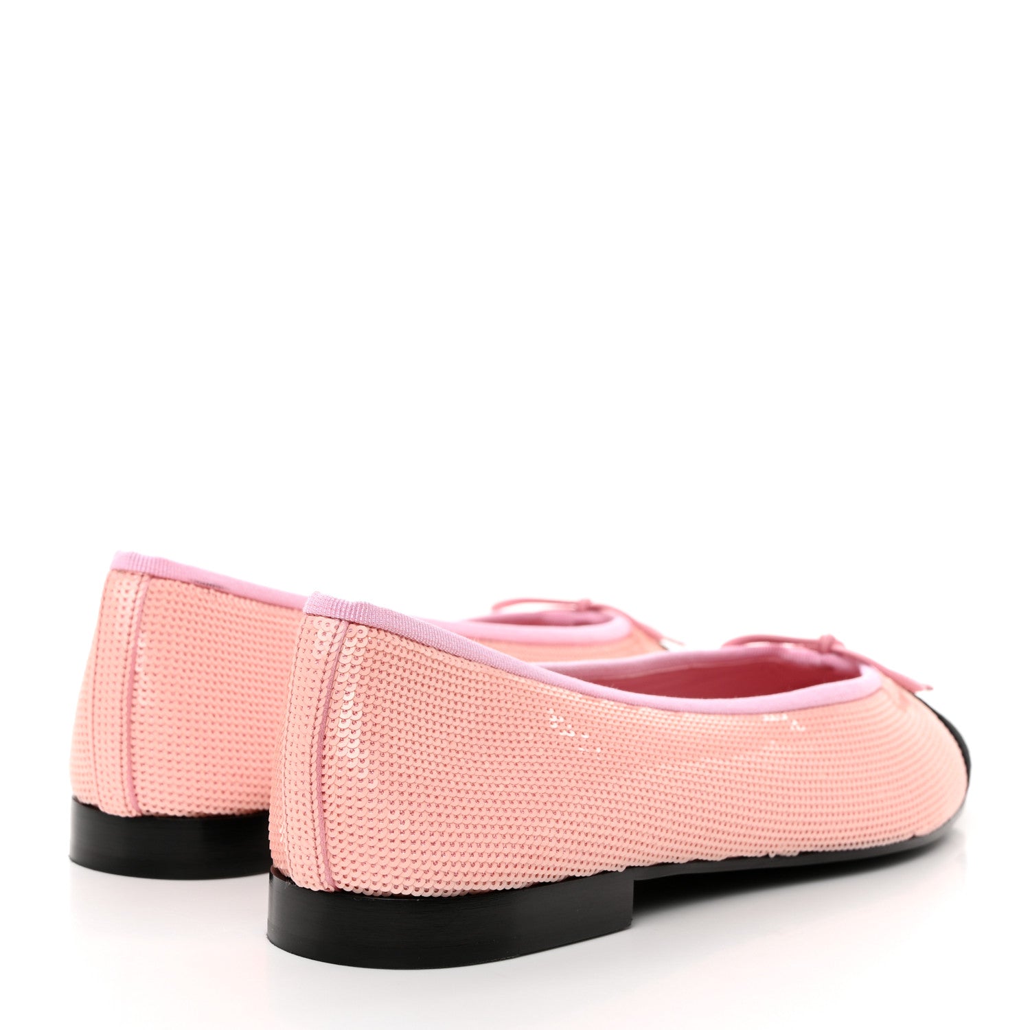 Chanel Sequin Grosgrain Cap Toe Ballerina Flats 41 Pink Black 4 of 9