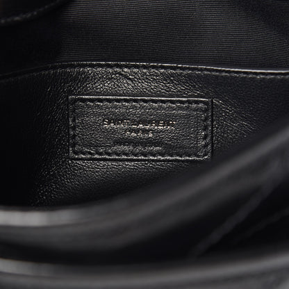 Saint Laurent Crinkled Calfskin Matelasse Monogram Baby Niki Chain Satchel Black 6 of 10