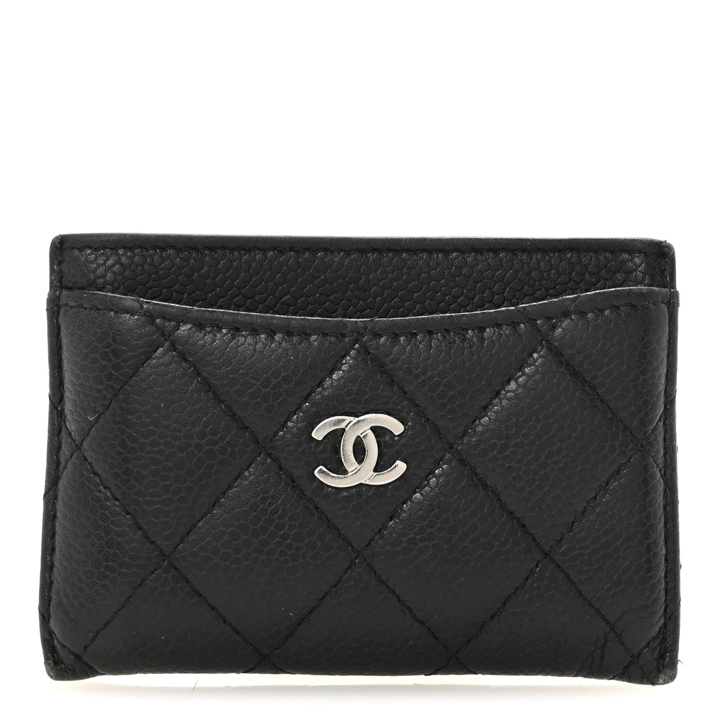 Caviar Quilted Card Holder Black
