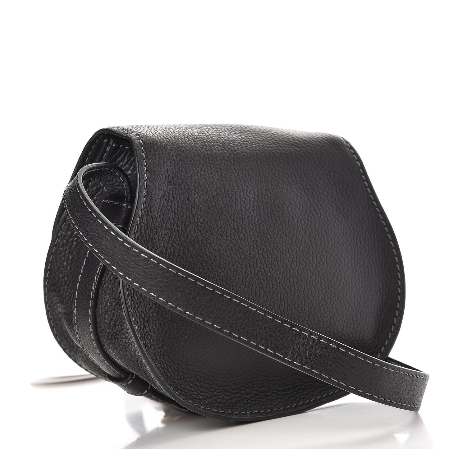 Calfskin Mini Marcie Round Crossbody Bag Black