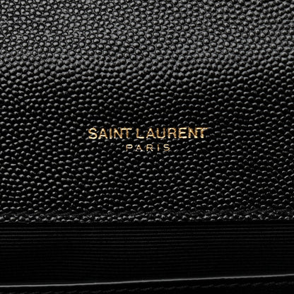Saint Laurent Grain De Poudre Textured Mixed Matelasse Triquilt Medium Monogram Satchel Black 5 of 9