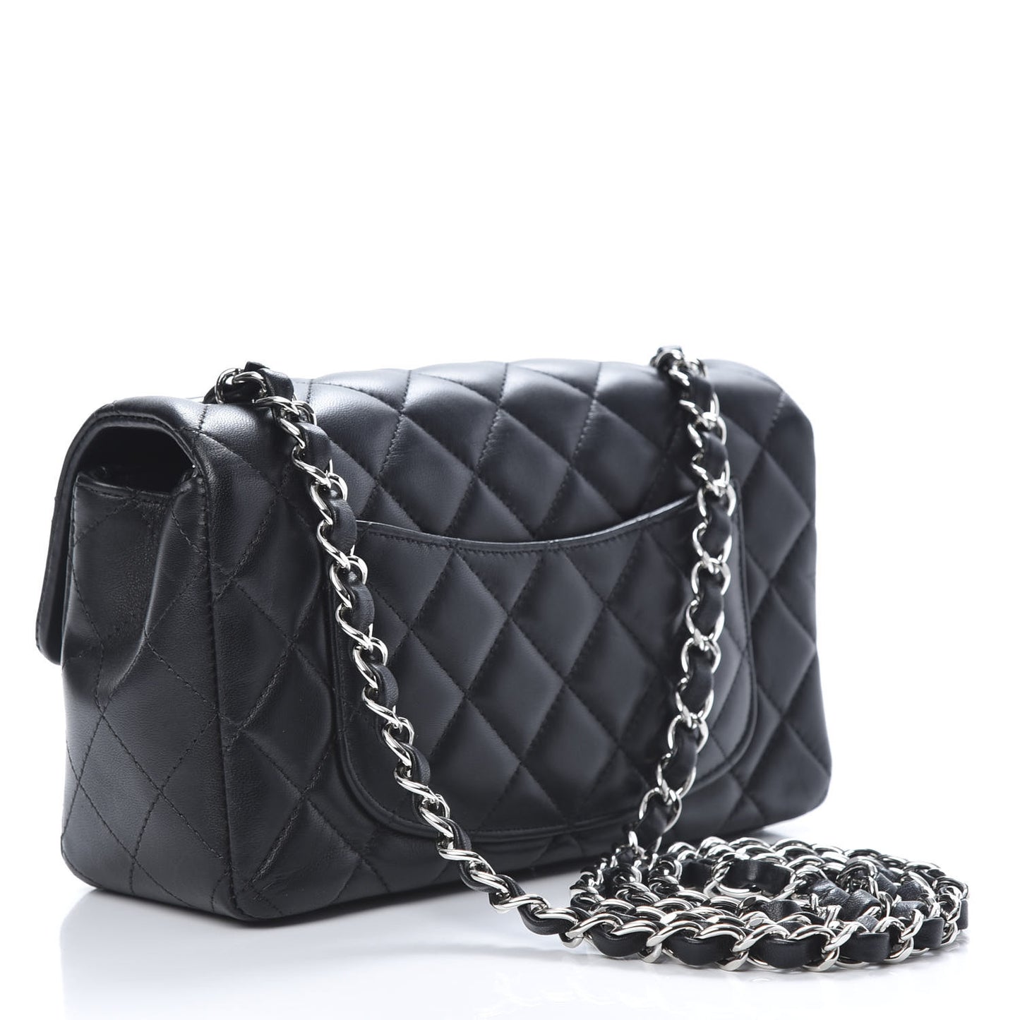 Lambskin Quilted Mini Rectangular Flap Black