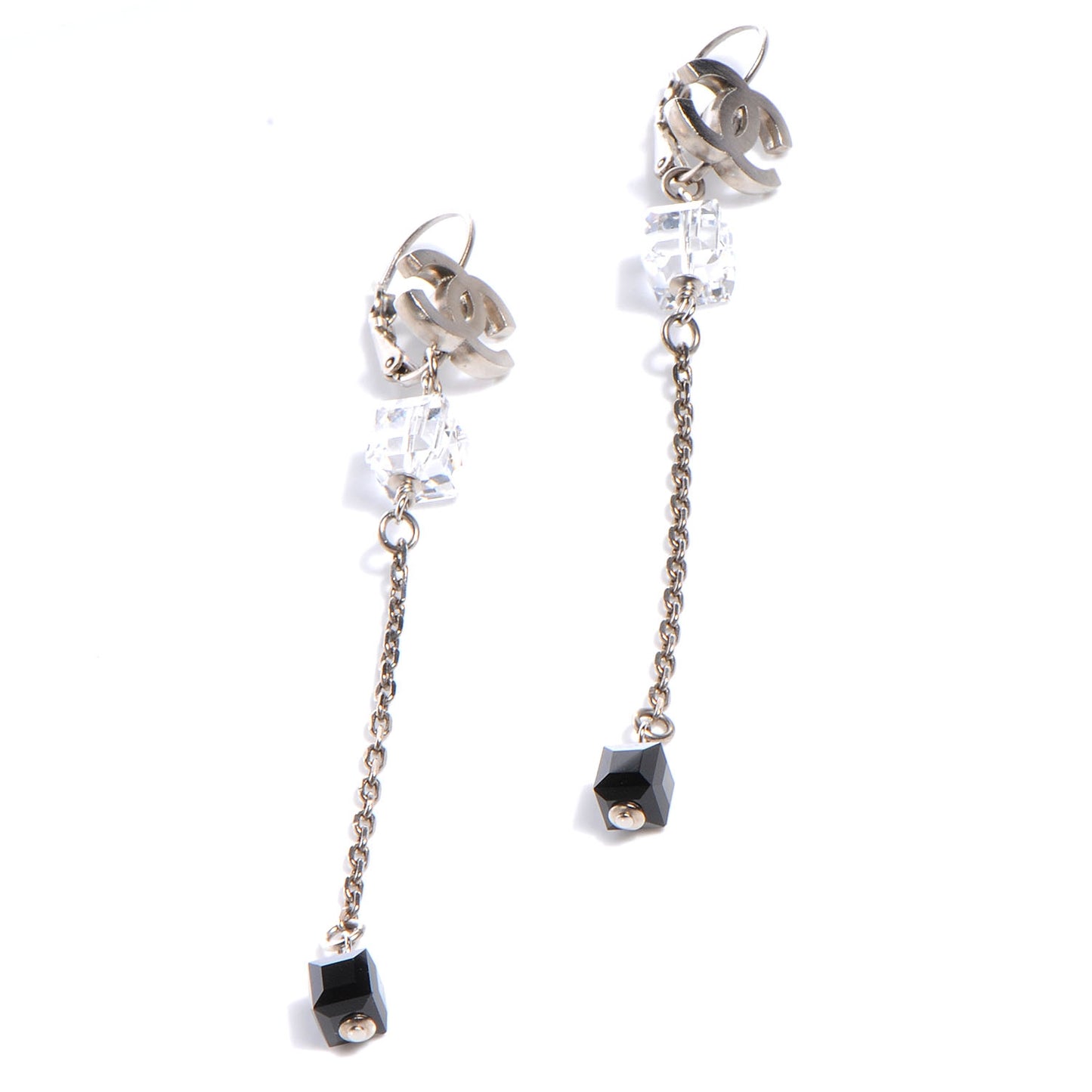 CC Crystal Dangle Earrings Black