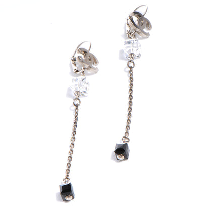Chanel CC Crystal Dangle Earrings Black 1 of 6