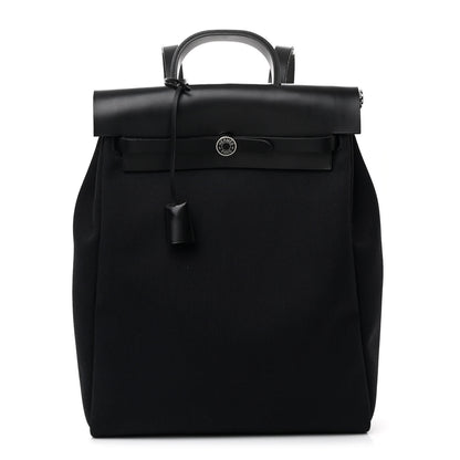 Hermes Military Toile Vache Hunter Herbag a Dos Zip Retourne Backpack Black 1 of 13